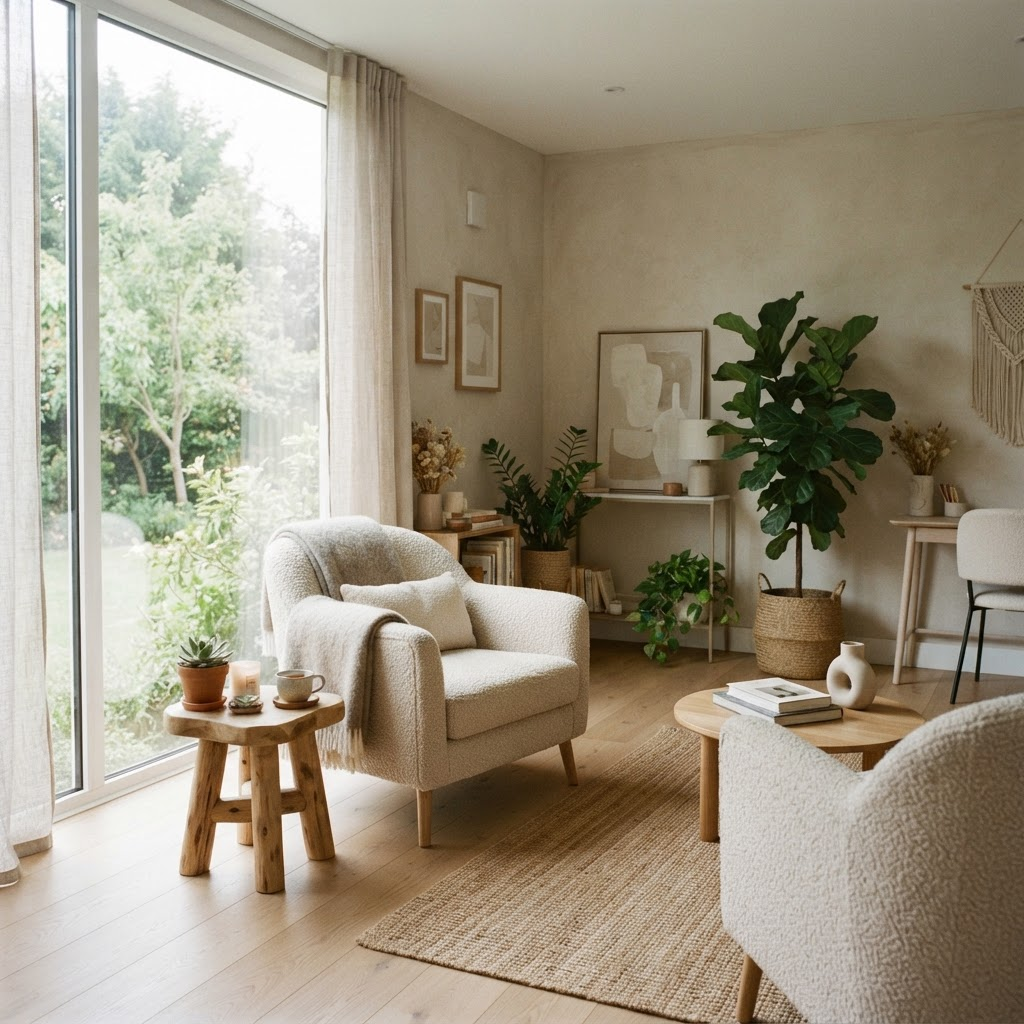 A calm, welcoming therapy room with soft natural light